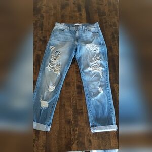 KanCan Jeans Womens 5/26 Highly Distressed Cuffed Jeans Inseam 24
